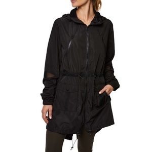 Betsey Johnson Black Mesh Parka Rain Jacket S NWT